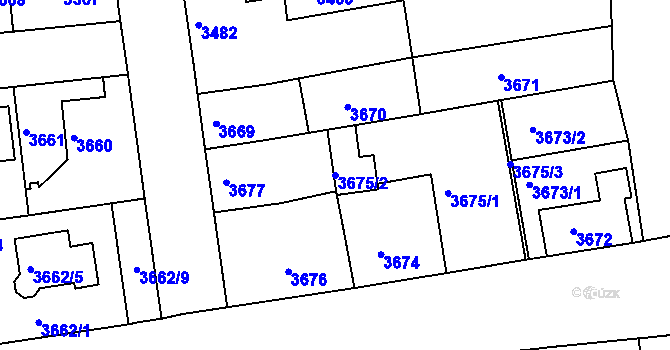 Parcela st. 3675/2 v KÚ Sokolov, Katastrální mapa