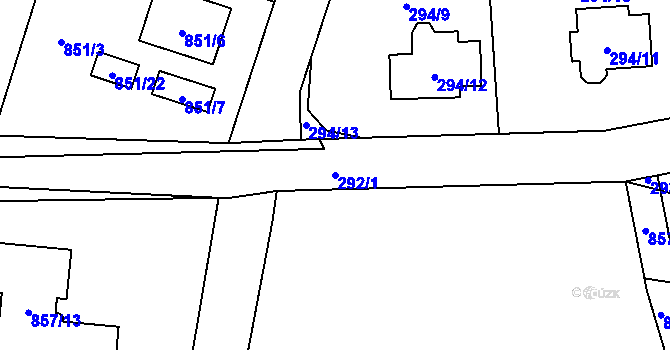 Parcela st. 292/1 v KÚ Dolní Rychnov, Katastrální mapa