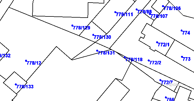 Parcela st. 778/131 v KÚ Dolní Rychnov, Katastrální mapa