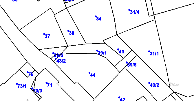 Parcela st. 39/1 v KÚ Dolní Rychnov, Katastrální mapa