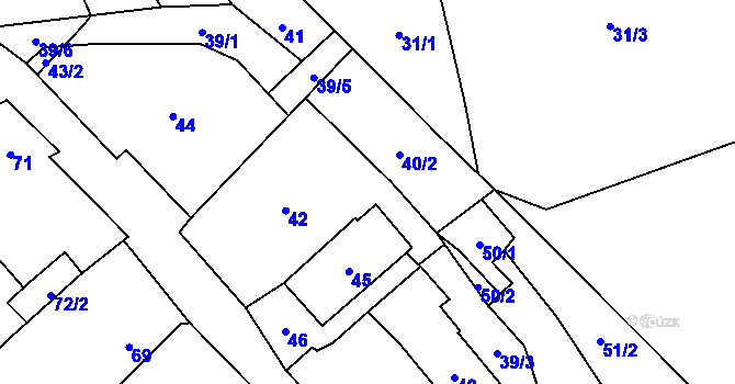 Parcela st. 39/2 v KÚ Dolní Rychnov, Katastrální mapa