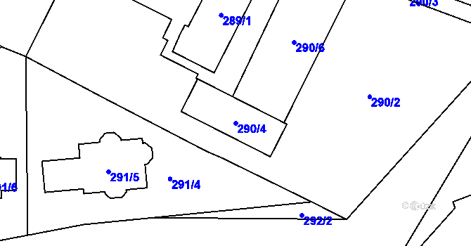 Parcela st. 290/4 v KÚ Dolní Rychnov, Katastrální mapa