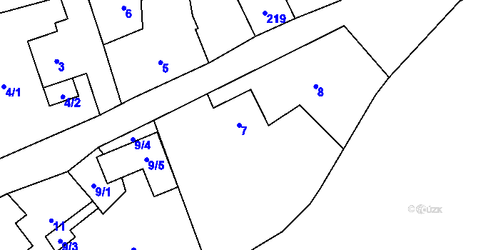 Parcela st. 7 v KÚ Dolní Rychnov, Katastrální mapa