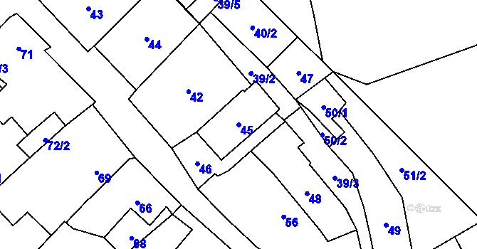 Parcela st. 45 v KÚ Dolní Rychnov, Katastrální mapa