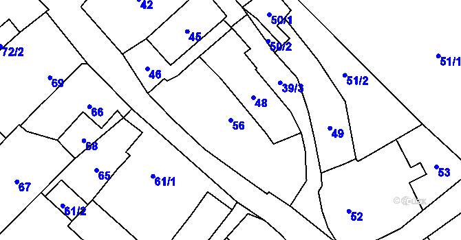 Parcela st. 56 v KÚ Dolní Rychnov, Katastrální mapa