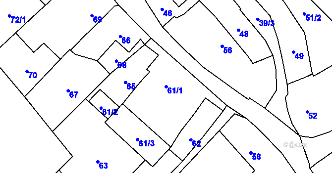 Parcela st. 61/1 v KÚ Dolní Rychnov, Katastrální mapa