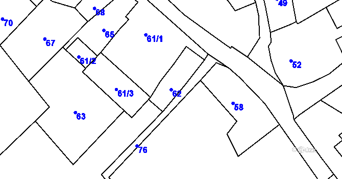 Parcela st. 62 v KÚ Dolní Rychnov, Katastrální mapa