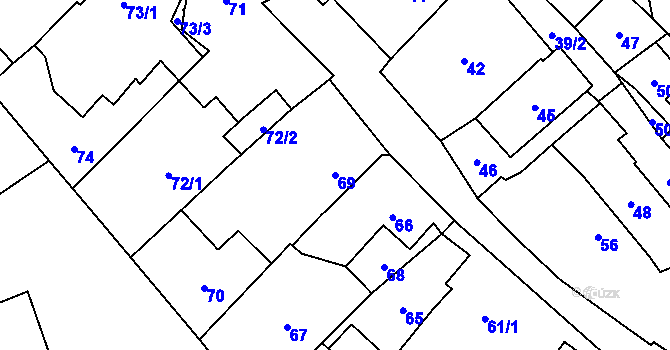 Parcela st. 69 v KÚ Dolní Rychnov, Katastrální mapa