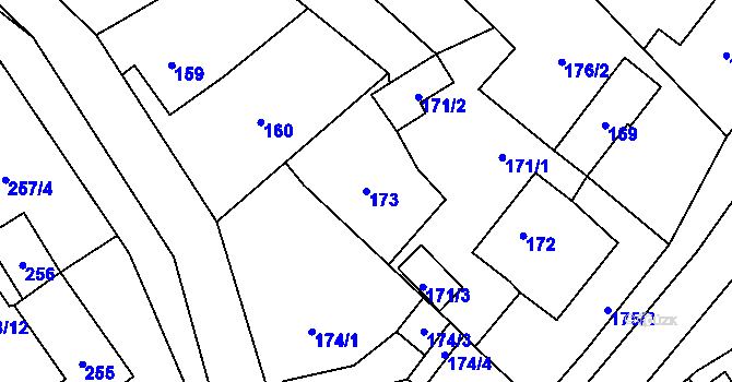 Parcela st. 173 v KÚ Dolní Rychnov, Katastrální mapa