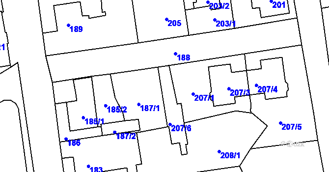 Parcela st. 207/2 v KÚ Dolní Rychnov, Katastrální mapa