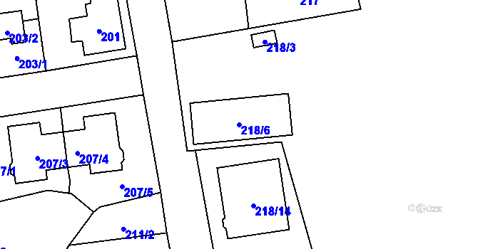 Parcela st. 218/6 v KÚ Dolní Rychnov, Katastrální mapa