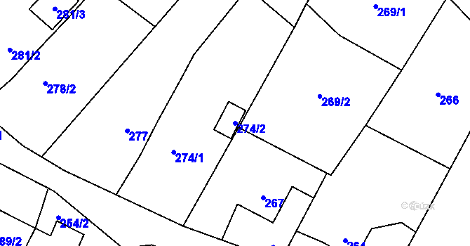 Parcela st. 274/2 v KÚ Dolní Rychnov, Katastrální mapa