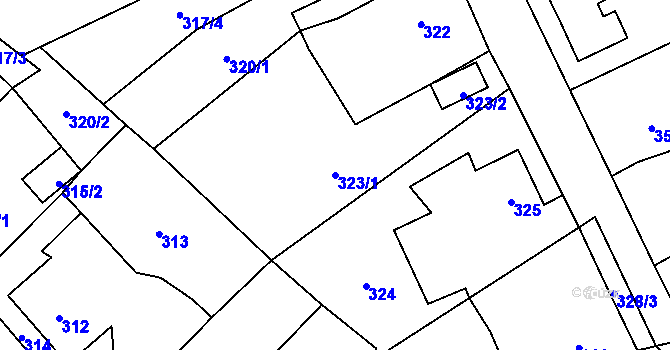 Parcela st. 323/1 v KÚ Dolní Rychnov, Katastrální mapa