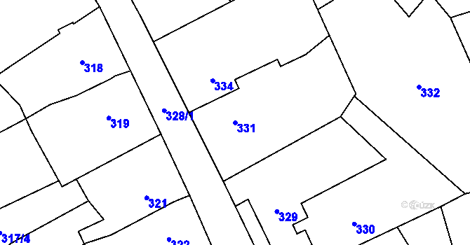 Parcela st. 331 v KÚ Dolní Rychnov, Katastrální mapa