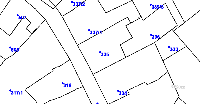 Parcela st. 335 v KÚ Dolní Rychnov, Katastrální mapa