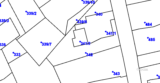 Parcela st. 341/2 v KÚ Dolní Rychnov, Katastrální mapa