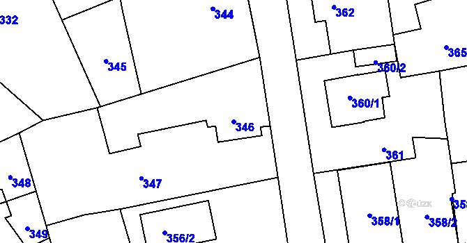 Parcela st. 346 v KÚ Dolní Rychnov, Katastrální mapa