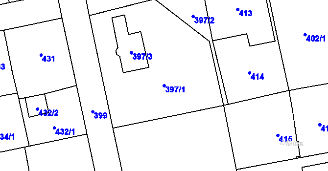 Parcela st. 397/1 v KÚ Dolní Rychnov, Katastrální mapa