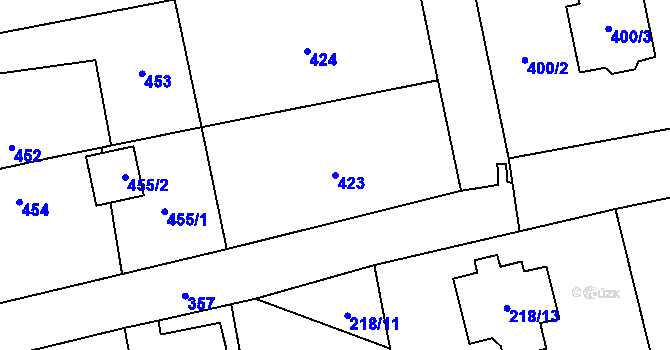 Parcela st. 423 v KÚ Dolní Rychnov, Katastrální mapa