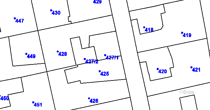 Parcela st. 427/1 v KÚ Dolní Rychnov, Katastrální mapa