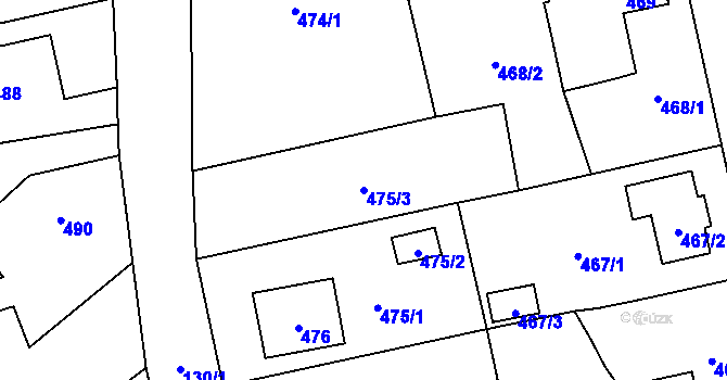 Parcela st. 475/3 v KÚ Dolní Rychnov, Katastrální mapa