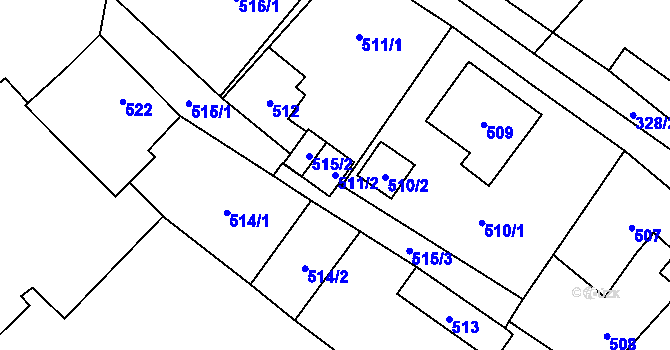Parcela st. 511/2 v KÚ Dolní Rychnov, Katastrální mapa