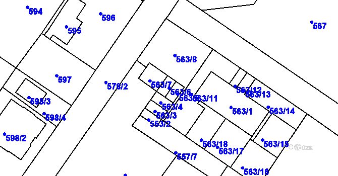 Parcela st. 563/6 v KÚ Dolní Rychnov, Katastrální mapa