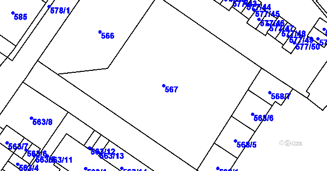 Parcela st. 567 v KÚ Dolní Rychnov, Katastrální mapa