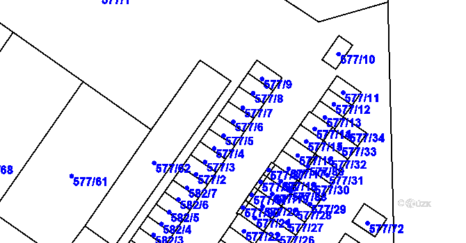 Parcela st. 577/6 v KÚ Dolní Rychnov, Katastrální mapa