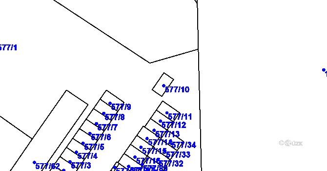 Parcela st. 577/10 v KÚ Dolní Rychnov, Katastrální mapa