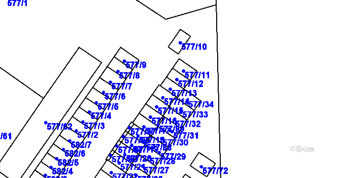 Parcela st. 577/13 v KÚ Dolní Rychnov, Katastrální mapa