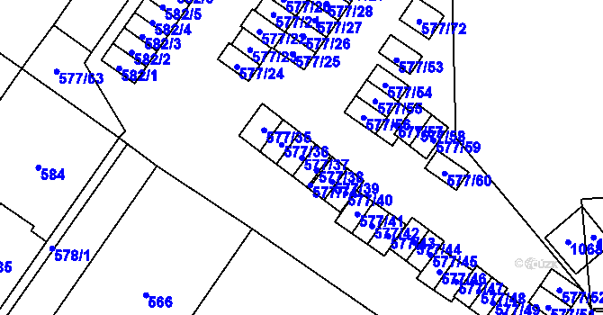 Parcela st. 577/37 v KÚ Dolní Rychnov, Katastrální mapa