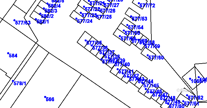 Parcela st. 577/38 v KÚ Dolní Rychnov, Katastrální mapa