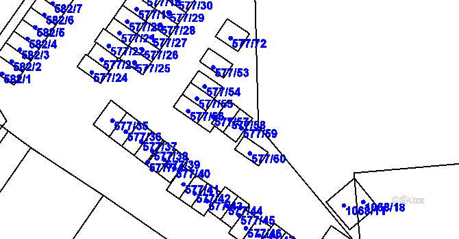 Parcela st. 577/58 v KÚ Dolní Rychnov, Katastrální mapa