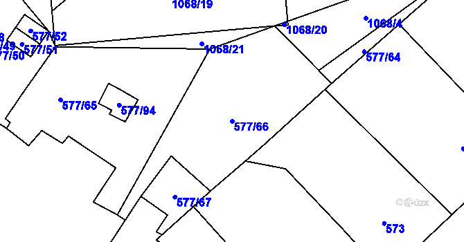 Parcela st. 577/66 v KÚ Dolní Rychnov, Katastrální mapa