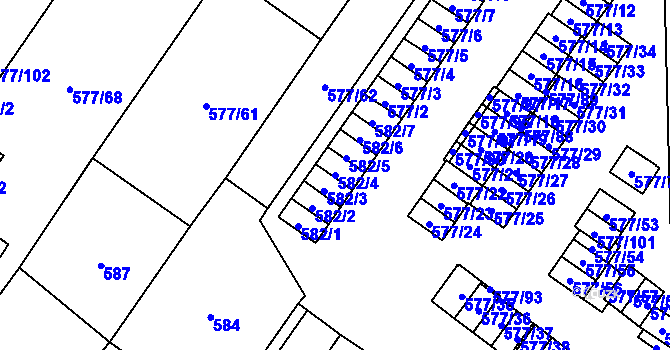 Parcela st. 582/4 v KÚ Dolní Rychnov, Katastrální mapa