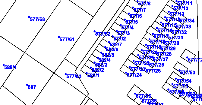 Parcela st. 582/5 v KÚ Dolní Rychnov, Katastrální mapa