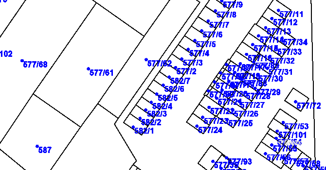 Parcela st. 582/6 v KÚ Dolní Rychnov, Katastrální mapa