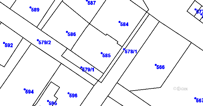 Parcela st. 585 v KÚ Dolní Rychnov, Katastrální mapa