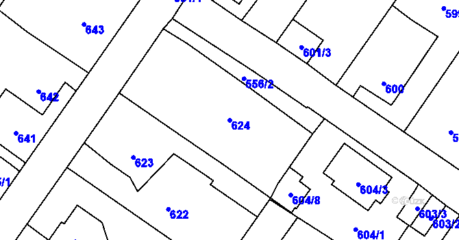Parcela st. 624 v KÚ Dolní Rychnov, Katastrální mapa