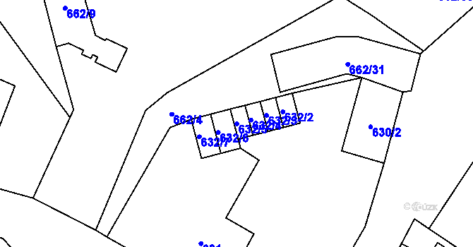 Parcela st. 632/5 v KÚ Dolní Rychnov, Katastrální mapa