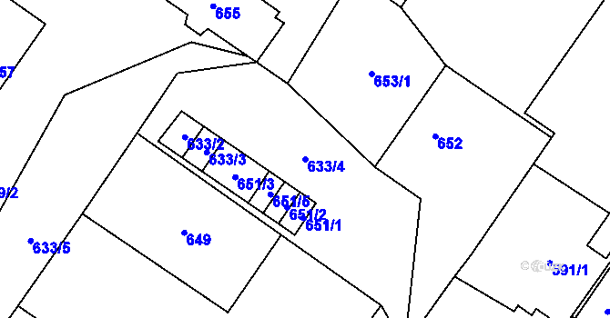 Parcela st. 633/4 v KÚ Dolní Rychnov, Katastrální mapa