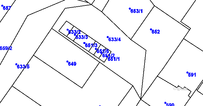 Parcela st. 651/2 v KÚ Dolní Rychnov, Katastrální mapa