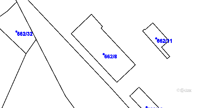 Parcela st. 662/8 v KÚ Dolní Rychnov, Katastrální mapa