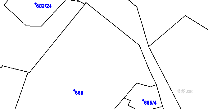 Parcela st. 671/2 v KÚ Dolní Rychnov, Katastrální mapa