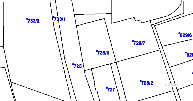 Parcela st. 726/1 v KÚ Dolní Rychnov, Katastrální mapa
