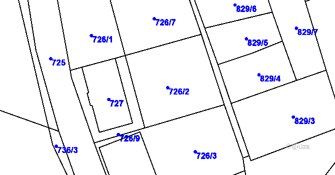 Parcela st. 726/2 v KÚ Dolní Rychnov, Katastrální mapa