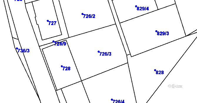 Parcela st. 726/3 v KÚ Dolní Rychnov, Katastrální mapa