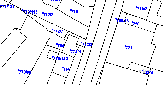 Parcela st. 772/3 v KÚ Dolní Rychnov, Katastrální mapa