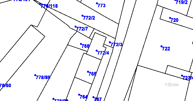 Parcela st. 772/4 v KÚ Dolní Rychnov, Katastrální mapa